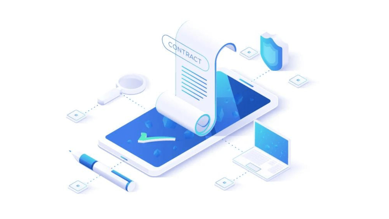 Illustration of a digital contract workflow