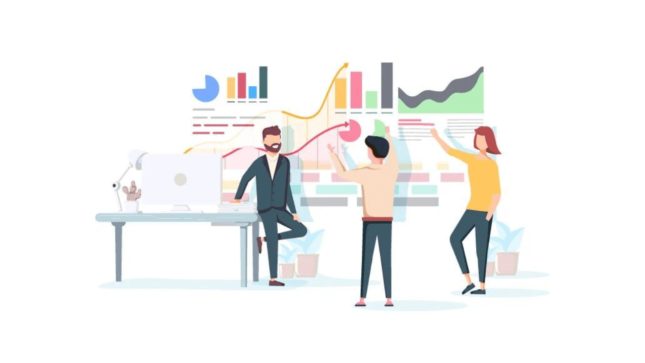 Export tables to Excel Illustration of a team reviewing charts and exported data