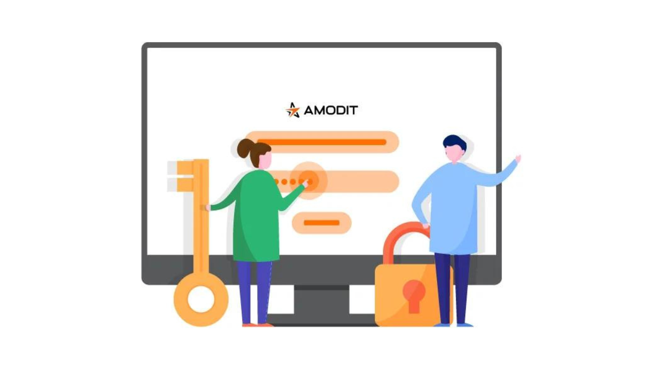 AMODIT home page personalization shown on a computer