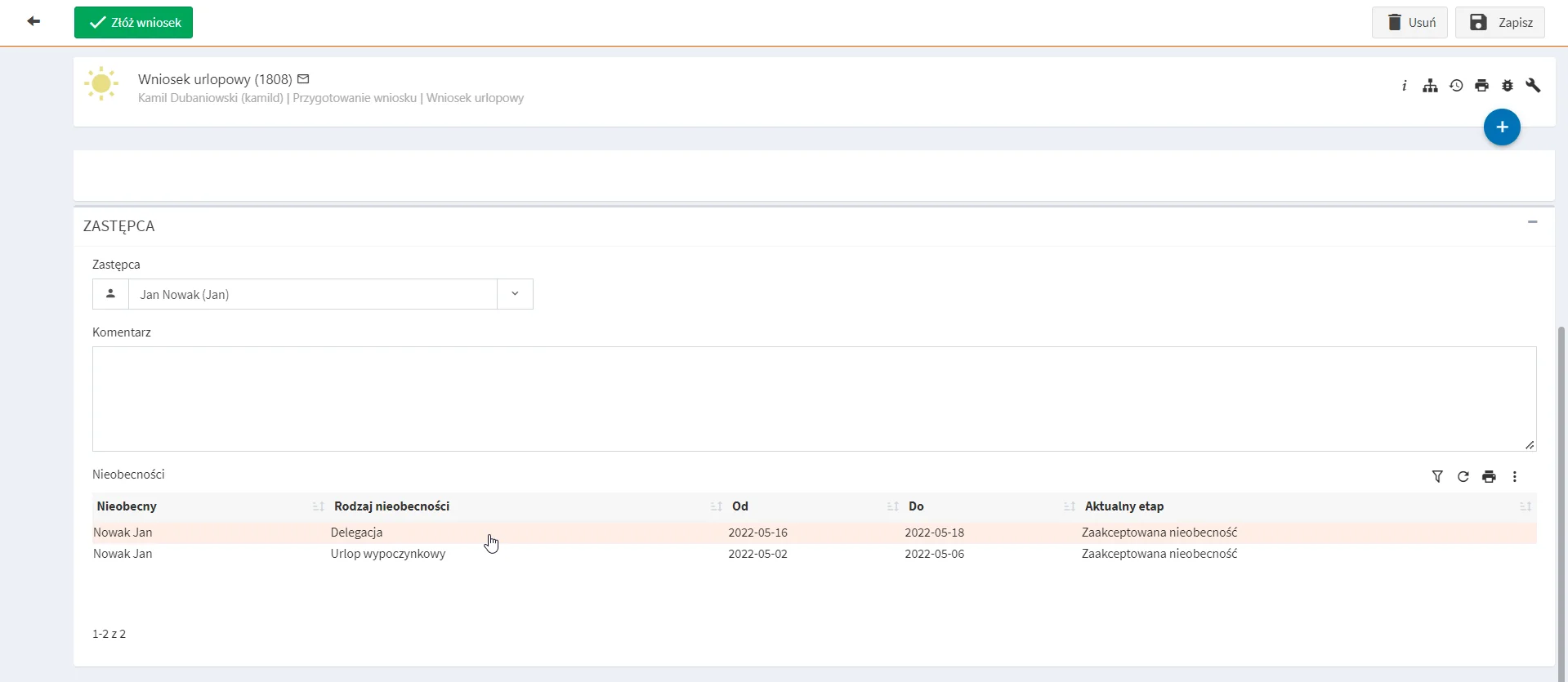 Historical AMODIT case form with an embedded report field