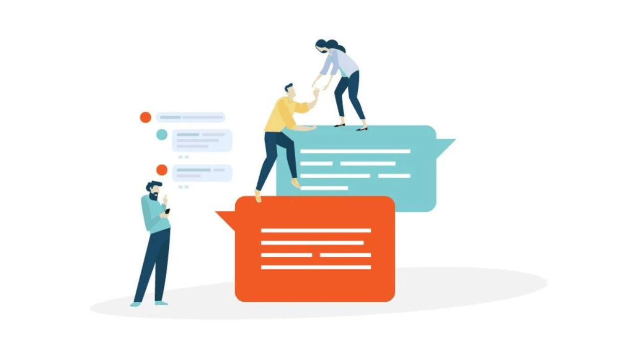 Case comments Illustration of coworkers exchanging messages around a shared task