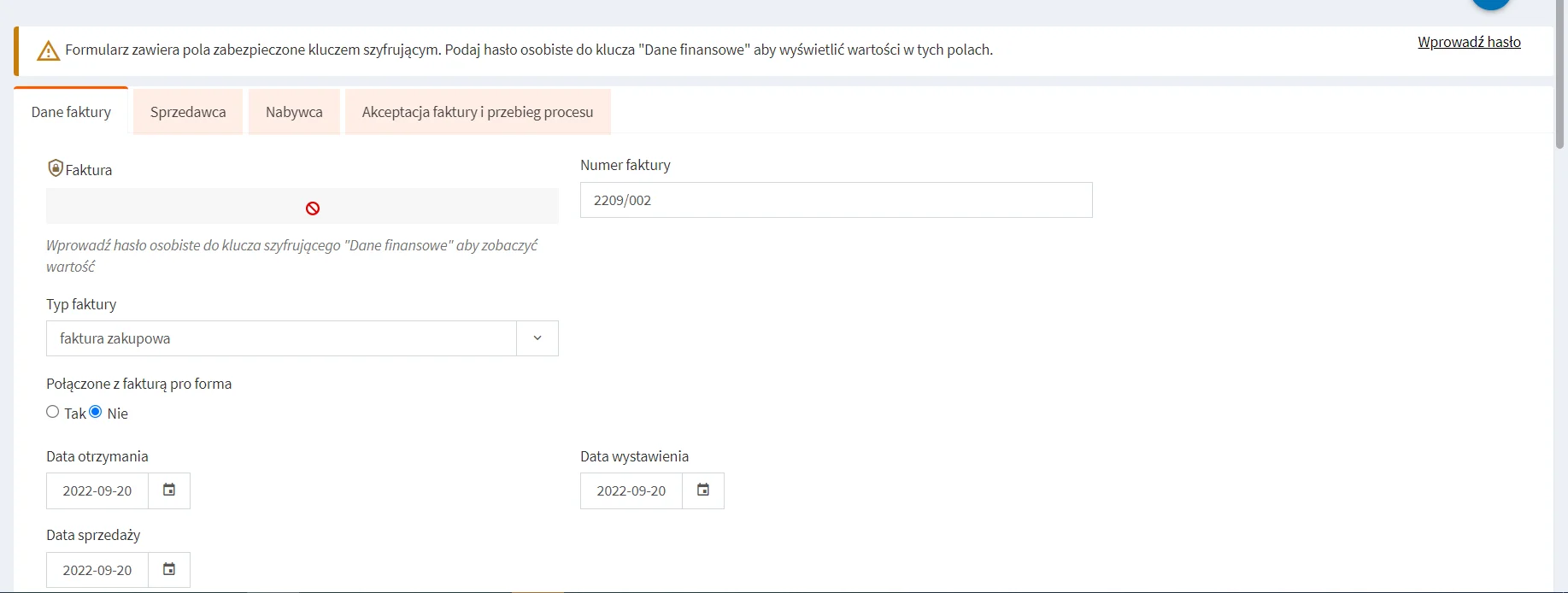 Historical AMODIT process configuration showing fields protected by an encryption key