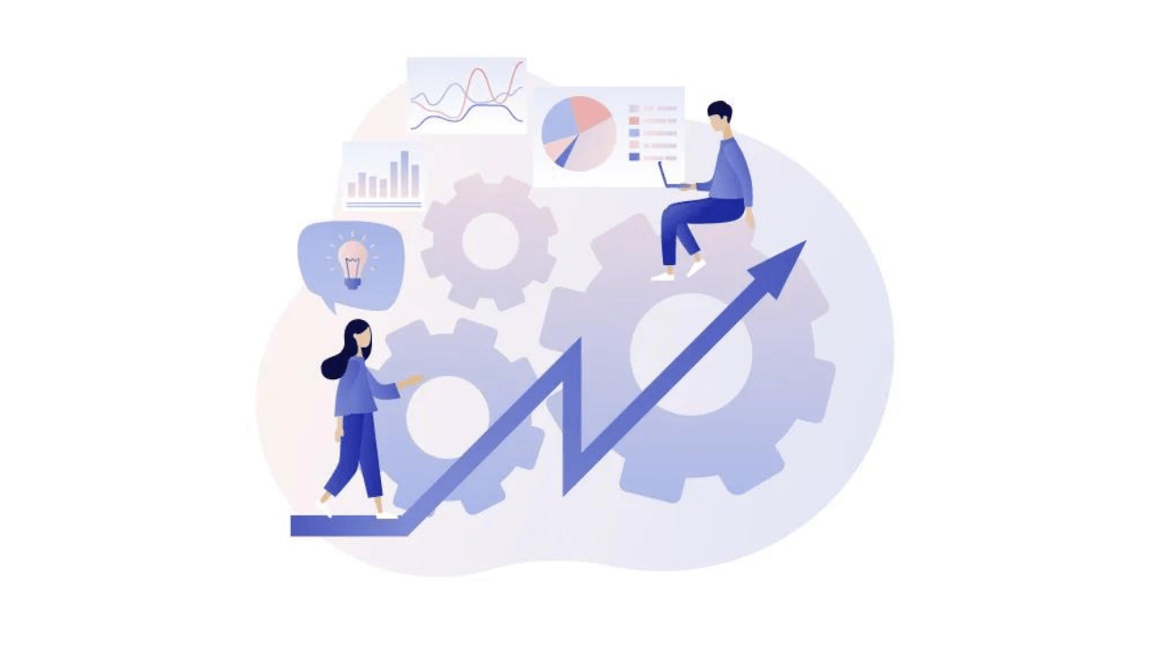 Illustration of people and gears representing WebDAV document editing