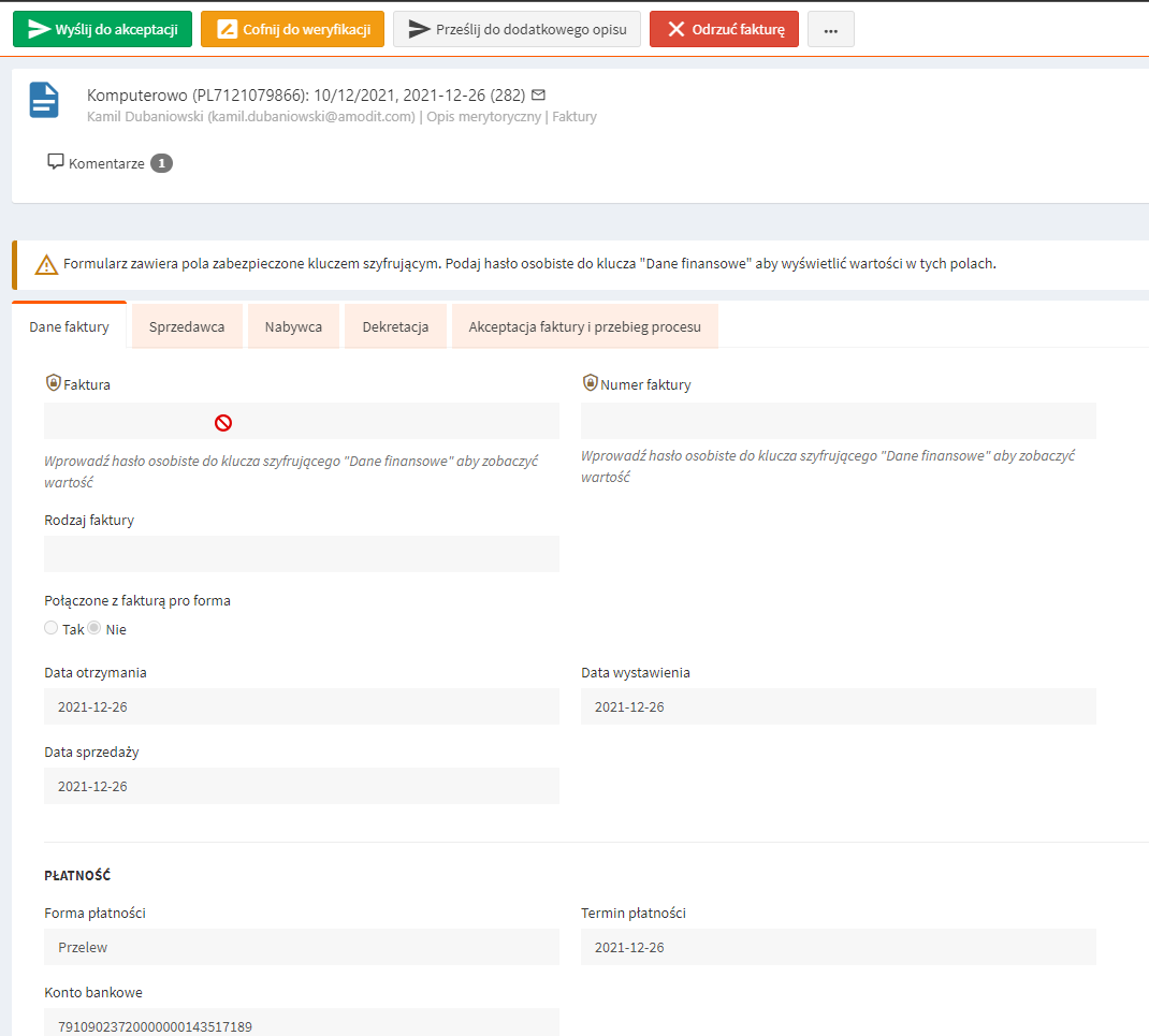 Sensitive data configuration in the Polish AMODIT interface Sensitive data configuration in the Polish AMODIT interface