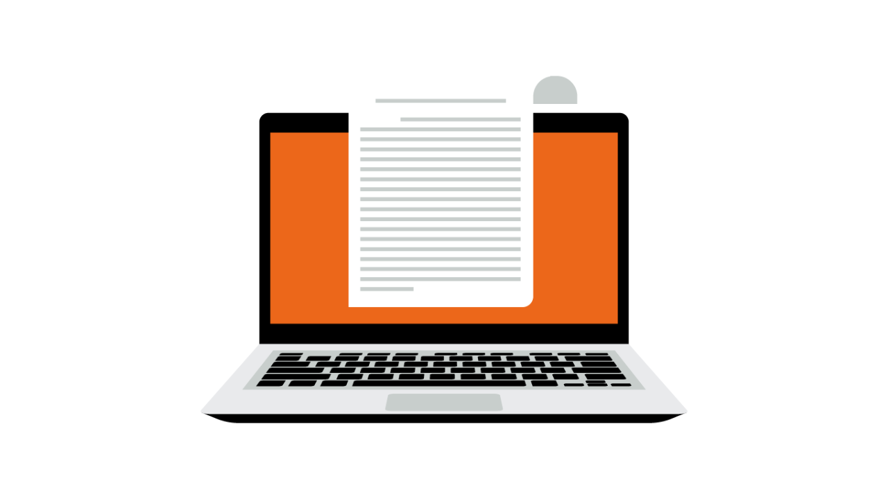 Illustration of a document displayed on a laptop in a digital workflow