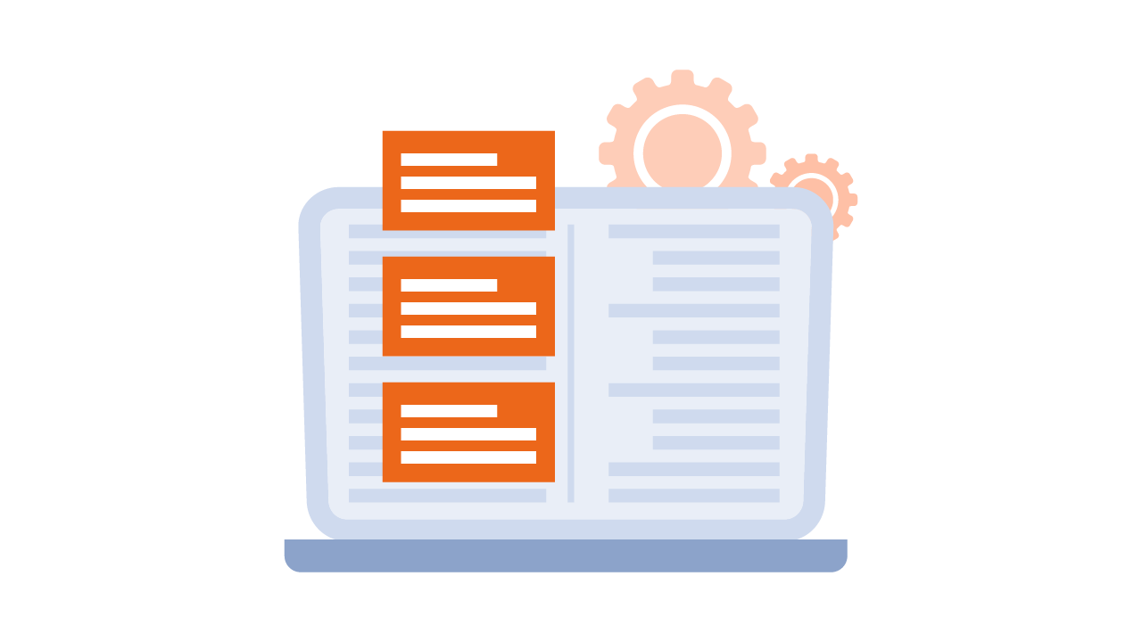 Illustration of business process automation on a laptop