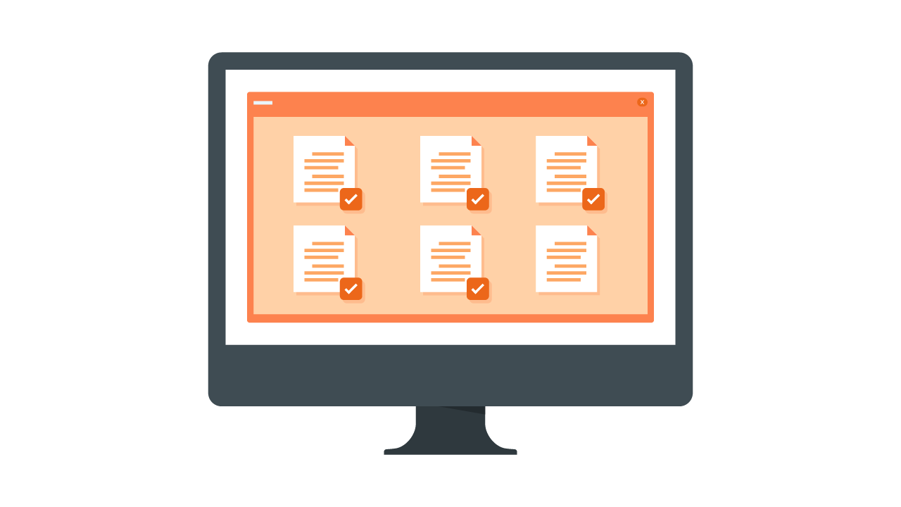 Illustration of a digital document workflow displayed on a monitor