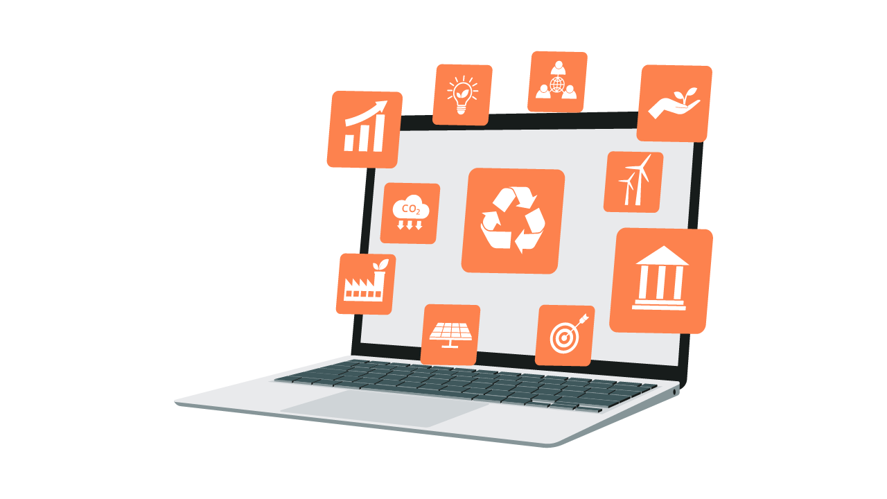 Sustainability through digitization Illustration of sustainability supported by digital processes