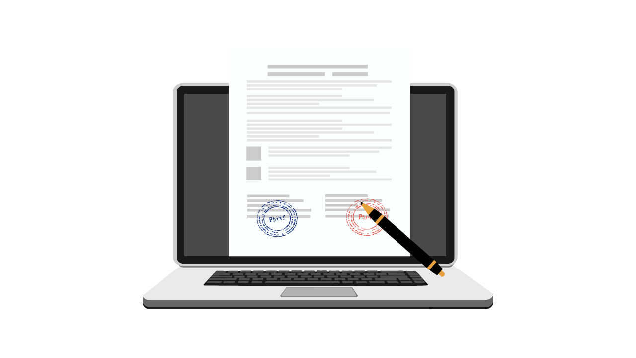 Digital contract displayed on a laptop and ready for signature