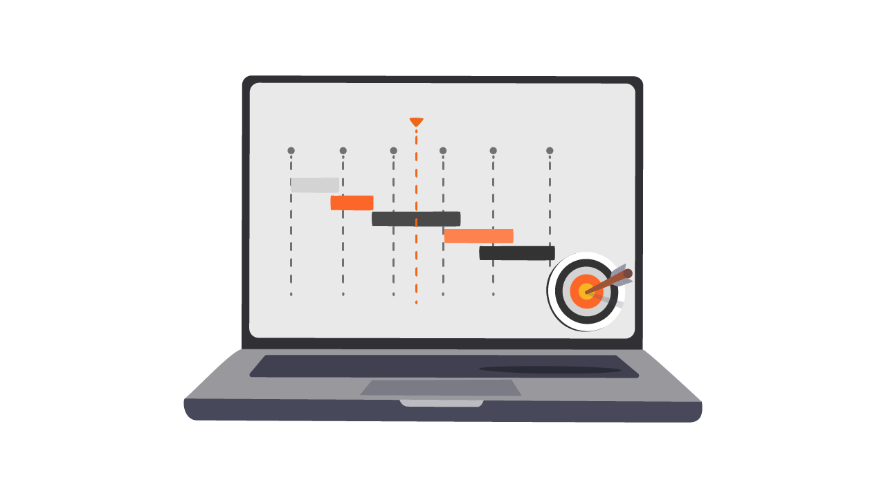 Project timeline and goal displayed on a laptop