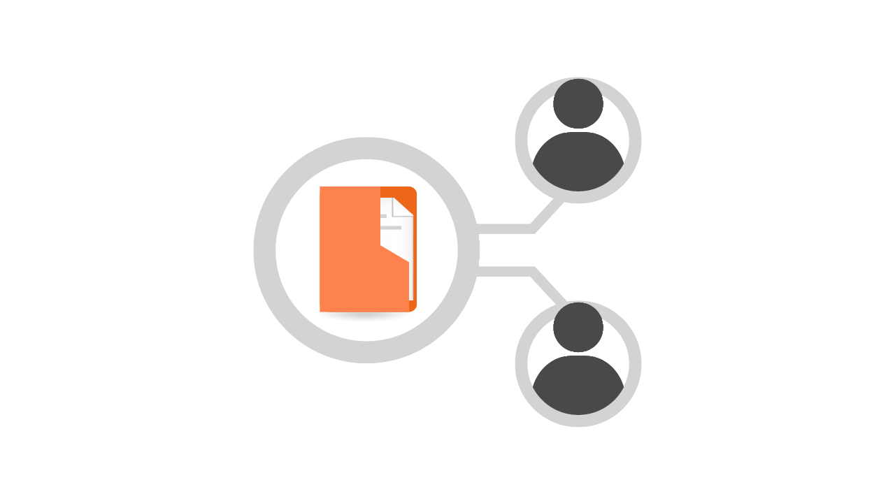 Illustration of a document connected to users in a DMS