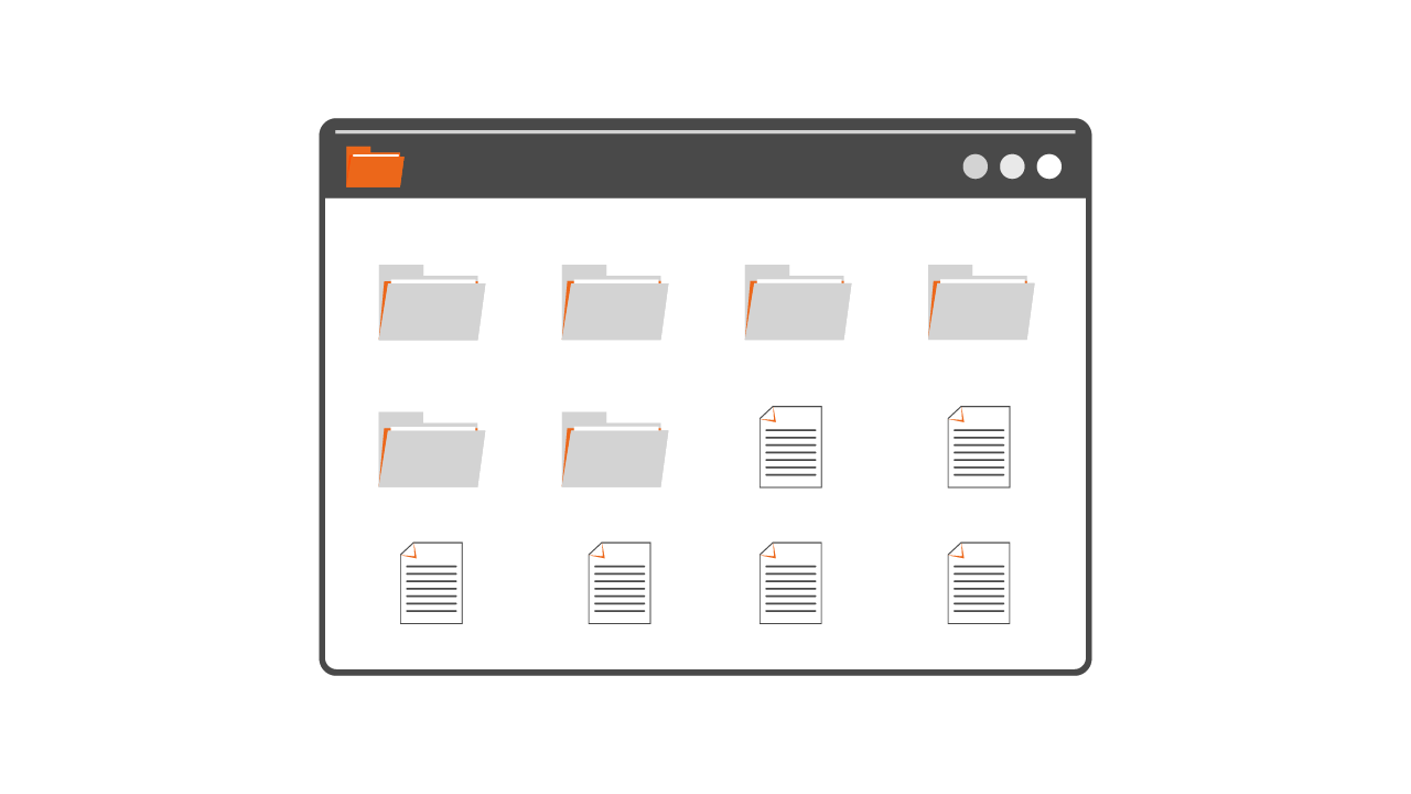 Illustration of organized document folders in a digital window