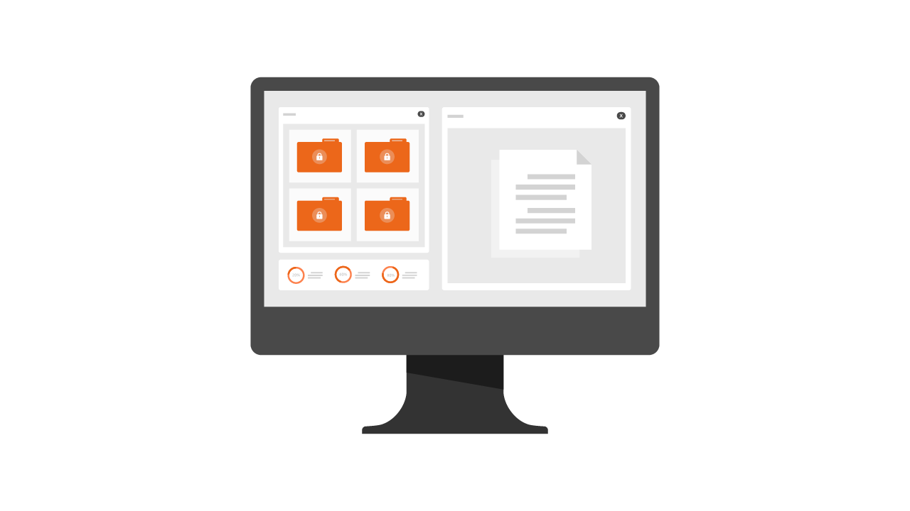 Computer screen displaying forms and a digital document