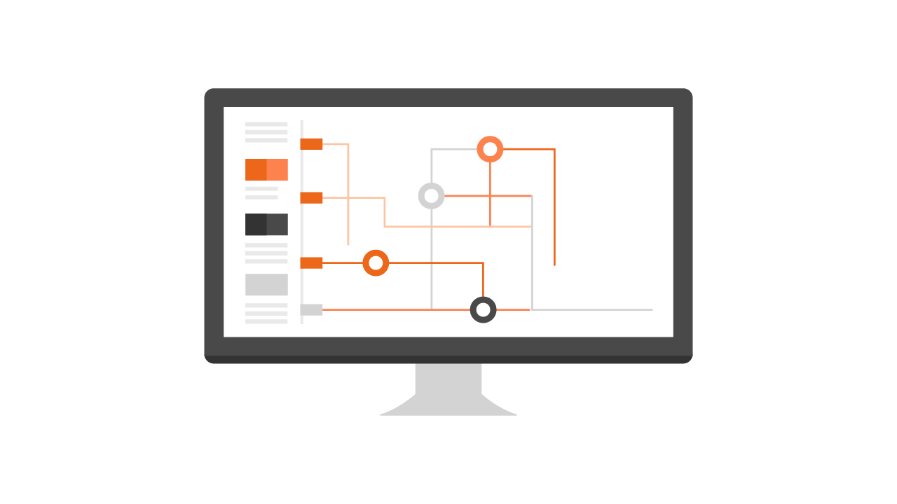Management process automation Illustration of a workflow displayed on a monitor