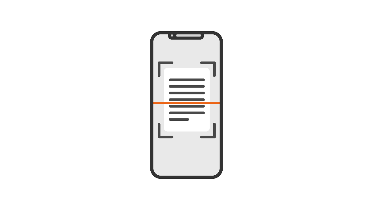 Mobile device scanning text from a document