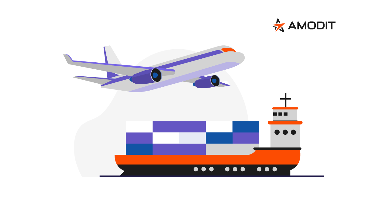 Process automation in logistics AMODIT illustration of air, sea and road logistics